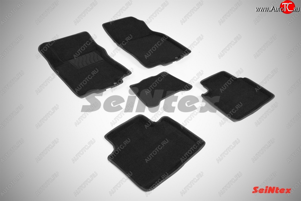 4 799 р. Износостойкие коврики в салон SeiNtex Premium 3D 4 шт. (ворсовые, черные)  Nissan X-trail  3 T32 (2013-2022)