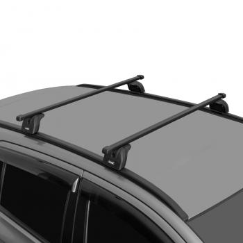 9 197 р. Багажник на крышу с низкими рейлингами сборе LUX Лада XRAY (2016-2022) (дуги прямоугольные 110 см, без замка, черный). Увеличить фотографию 1