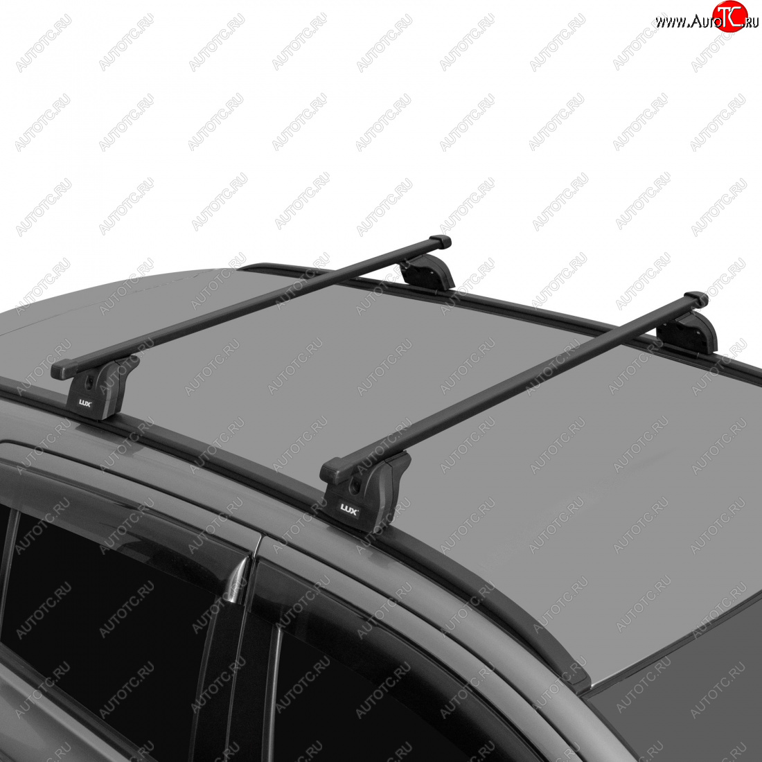 9 197 р. Багажник на крышу с низкими рейлингами сборе LUX Лада XRAY (2016-2022) (дуги прямоугольные 110 см, без замка, черный)