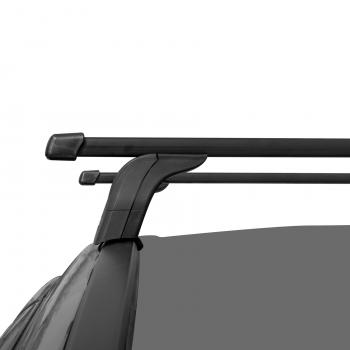 9 197 р. Багажник на крышу с низкими рейлингами сборе LUX  Лада XRAY - XRAY Cross (дуги прямоугольные 110 см, без замка, черный). Увеличить фотографию 2
