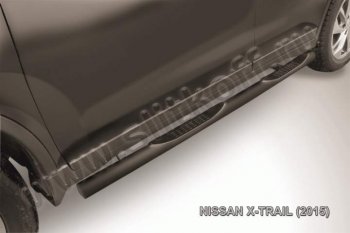 9 749 р. Защита порогов Slitkoff  Nissan X-trail  3 T32 (2017-2022) (Цвет: серебристый). Увеличить фотографию 1
