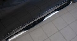 17 399 р. Защита порогов с пластиковыми вставками для ног из круглой трубы диаметром 76 мм Russtal  Nissan X-trail  3 T32 (2017-2022) (Защита порогов с со скосами на торцах (вариант 1)). Увеличить фотографию 5
