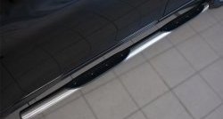 17 399 р. Защита порогов с пластиковыми вставками для ног из круглой трубы диаметром 76 мм Russtal  Nissan X-trail  3 T32 (2017-2022) (Защита порогов с со скосами на торцах (вариант 1)). Увеличить фотографию 8