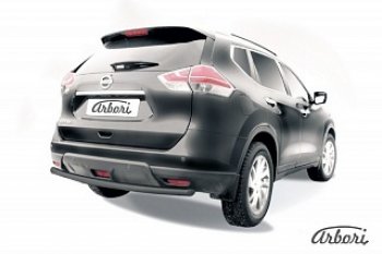 Защита заднего бампера Arbori (черная, 1 труба d57 mm). Nissan X-trail 3 T32 рестайлинг (2017-2022)
