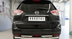 8 299 р. Защита заднего бампера (Ø63 и 42 мм, уголки, нержавейка) Russtal  Nissan X-trail  3 T32 (2017-2022). Увеличить фотографию 1