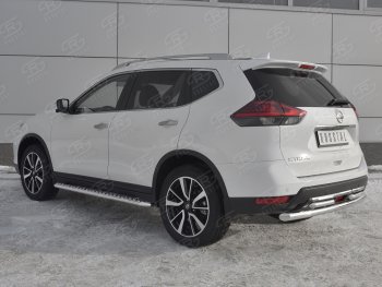 18 449 р. Защита заднего бампера (Ø63 и 42 мм , нержавейка) RUSSTAL Nissan X-trail 3 T32 рестайлинг (2017-2022). Увеличить фотографию 2