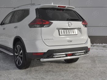 16 599 р. Защита заднего бампера (Ø63 и 42 мм , нержавейка) RUSSTAL  Nissan X-trail  3 T32 (2017-2022) рестайлинг. Увеличить фотографию 4