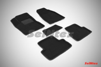 4 799 р. Комплект 3D ковриков в салон (ворсовые / чёрные) Seintex  Nissan X-trail  2 T31 (2007-2015). Увеличить фотографию 1