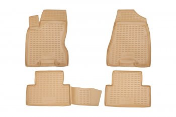 4 749 р. Комплект 3D ковриков салона Element (полиуретан) Nissan X-trail 2 T31 дорестайлинг (2007-2011) (Бежевые). Увеличить фотографию 1