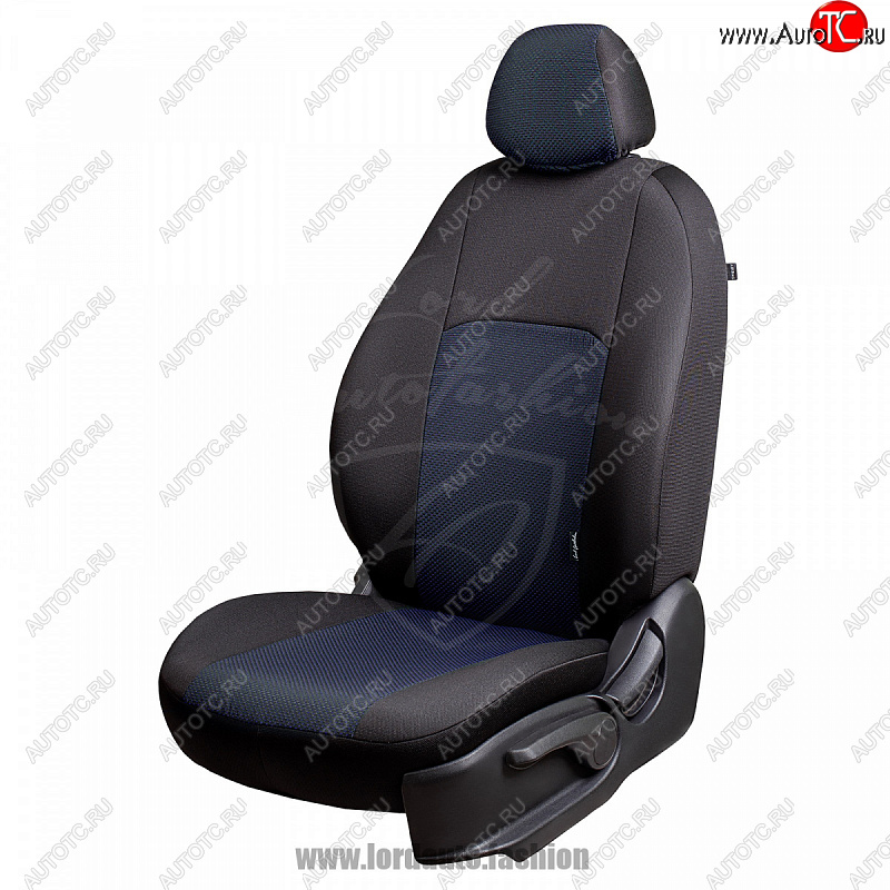6 649 р. Чехлы для сидений Lord Autofashion Дублин (жаккард)  Nissan X-trail  2 T31 (2007-2015) (Черный, вставка Ёж Синий)