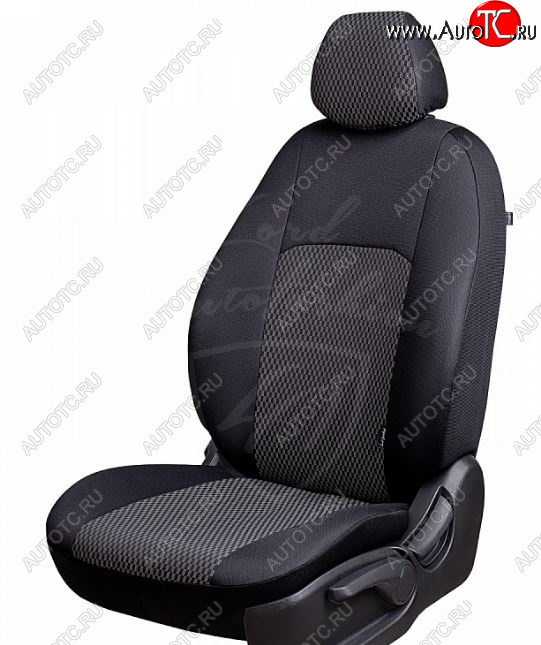 6 499 р. Чехлы для сидений Lord Autofashion Дублин (жаккард)  Nissan X-trail  2 T31 (2007-2015) (Черный, вставка Прямоугольник черный)