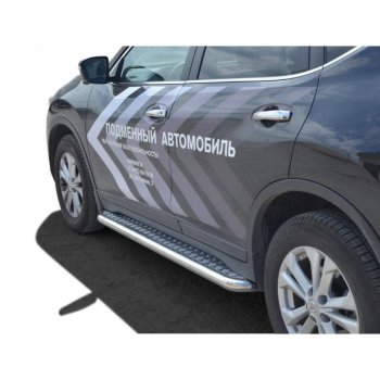 Защита порогов ТехноСфера (Техно Сфера) (Сталь с покрытием, с алюминиевым листом, d63.5 mm) Nissan X-trail 2 T31 рестайлинг (2010-2015)