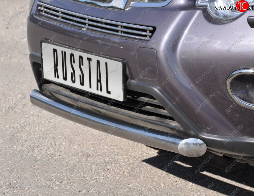 13 549 р. Защита переднего бампера (Ø76 мм, нержавейка) Russtal  Nissan X-trail  2 T31 (2010-2015)