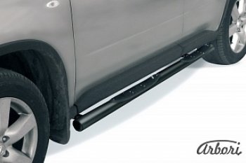 Защита штатных порогов (рестайлинг) Arbori (с проступью, черная, d76 mm). Nissan X-trail 2 T31 дорестайлинг (2007-2011)