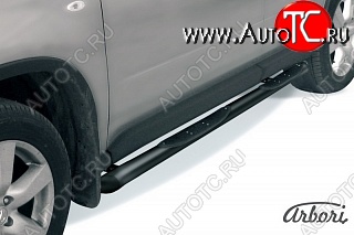 10 520 р. Защита штатных порогов Arbori (с проступью и скосами, черная, d76 mm).  Nissan X-trail  2 T31 (2007-2011)