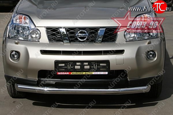 1 052 р. Защита переднего бампера одинарная Souz-96 (d76)  Nissan X-trail  2 T31 (2007-2011)
