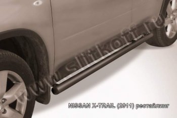 10 949 р. Защита порогов Slitkoff Nissan X-trail 2 T31 дорестайлинг (2007-2011) (Цвет: серебристый). Увеличить фотографию 1
