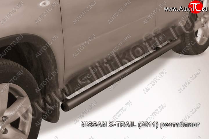 7 749 р. Защита порогов Slitkoff  Nissan X-trail  2 T31 (2007-2011) (Цвет: серебристый)
