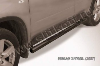 13 749 р. Защита порогов Slitkoff Nissan X-trail 2 T31 дорестайлинг (2007-2011) (Цвет: серебристый). Увеличить фотографию 1