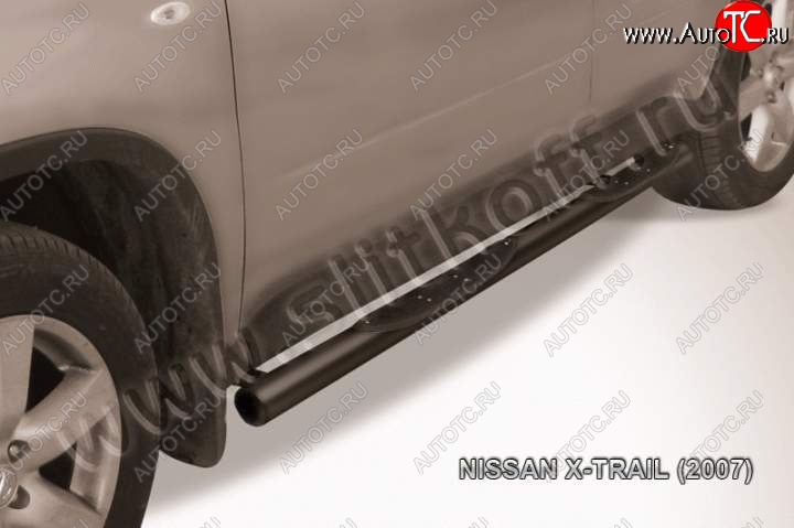 9 749 р. Защита порогов Slitkoff  Nissan X-trail  2 T31 (2007-2011) (Цвет: серебристый)
