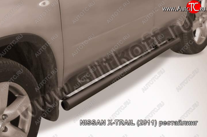 8 349 р. Защита порогов Slitkoff  Nissan X-trail  2 T31 (2007-2011) (Цвет: серебристый)