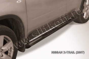 8 499 р. Пороги d76 с проступями со скосами  Nissan X-trail  2 T31 (2007-2011) (Цвет: серебристый). Увеличить фотографию 1