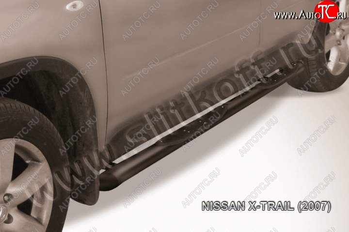 9 399 р. Пороги d76 с проступями со скосами  Nissan X-trail  2 T31 (2007-2011) (Цвет: серебристый)