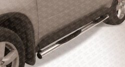 13 949 р. Защита порогов с пластиковыми вставками Slitkoff (d76, нержавейка)  Nissan X-trail  2 T31 (2007-2011) (Цвет: нержавеющая полированная сталь). Увеличить фотографию 1