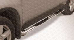 Защита порогов с пластиковыми вставками для ног из круглой трубы диаметром 76 мм с торцевыми скосами Slitkoff Nissan X-trail 2 T31 дорестайлинг (2007-2011)