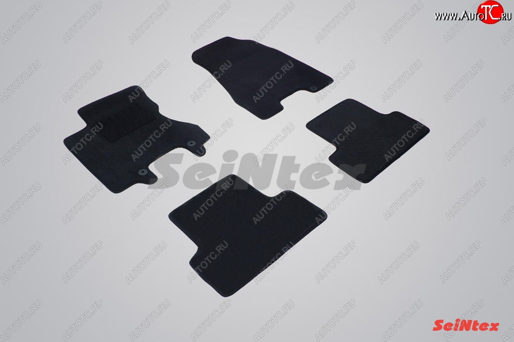 2 799 р. Комплект ворсовых ковриков в салон LUX Seintex  Nissan X-trail  2 T31 (2007-2011) (Чёрный)