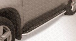 13 549 р. Широкая защита порогов из трубы диаметром 42 мм Slitkoff  Nissan X-trail  2 T31 (2010-2015) (Цвет: нержавеющая полированная сталь). Увеличить фотографию 1