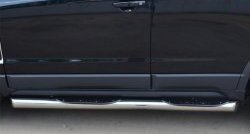 18 799 р. Защита порогов с пластиковыми вставками для ног из круглой трубы диаметром 76 мм Russtal  Opel Antara (2010-2015) (Защита порогов с со скосами на торцах (вариант 1)). Увеличить фотографию 1