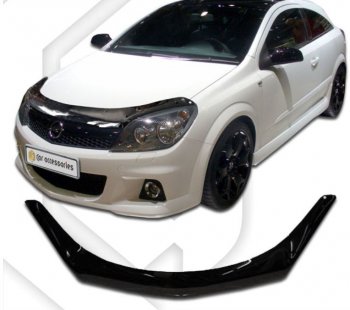 2 259 р. Дефлектор капота CA-Plastiс  Opel Astra  H (2007-2015) (Classic черный, Без надписи). Увеличить фотографию 1