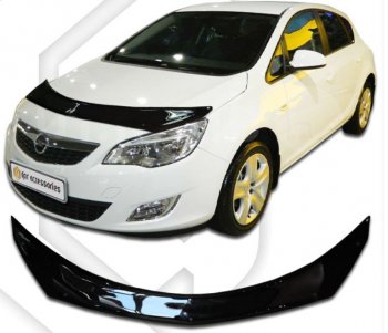 2 499 р. Дефлектор капота CA-Plastiс  Opel Astra  J (2012-2017) (Classic черный, Без надписи). Увеличить фотографию 1