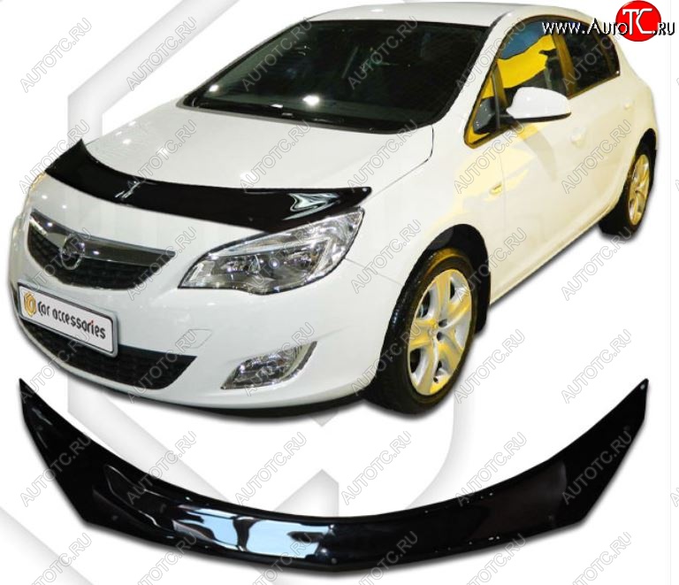 2 499 р. Дефлектор капота CA-Plastiс  Opel Astra  J (2012-2017) (Classic черный, Без надписи)