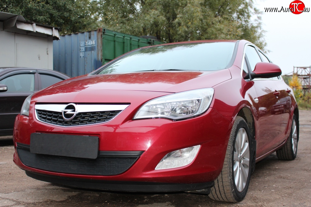 1 229 р. Сетка на бампер Russtal (черная)  Opel Astra  J (2009-2012)