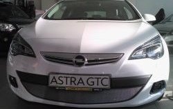 Сетка на бампер GTC Russtal (хром) Opel Astra J хэтчбек 5 дв. дорестайлинг (2009-2012)