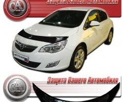 2 079 р. Дефлектор капота CA Plastic  Opel Astra  J GTC (2011-2018) (Classic черный, Без надписи). Увеличить фотографию 1