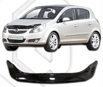 2 349 р. Дефлектор капота CA-Plastiс  Opel Corsa  D (2006-2010) (Classic черный, Без надписи). Увеличить фотографию 1