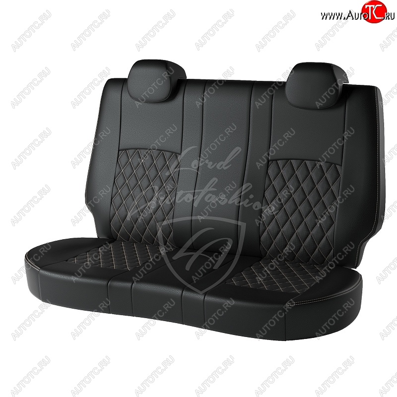9 249 р. Чехлы для сидений Lord Autofashion Турин Ромб (экокожа)  Opel Corsa  D (2006-2014) (Черный, вставка черная, строчка бежевая)