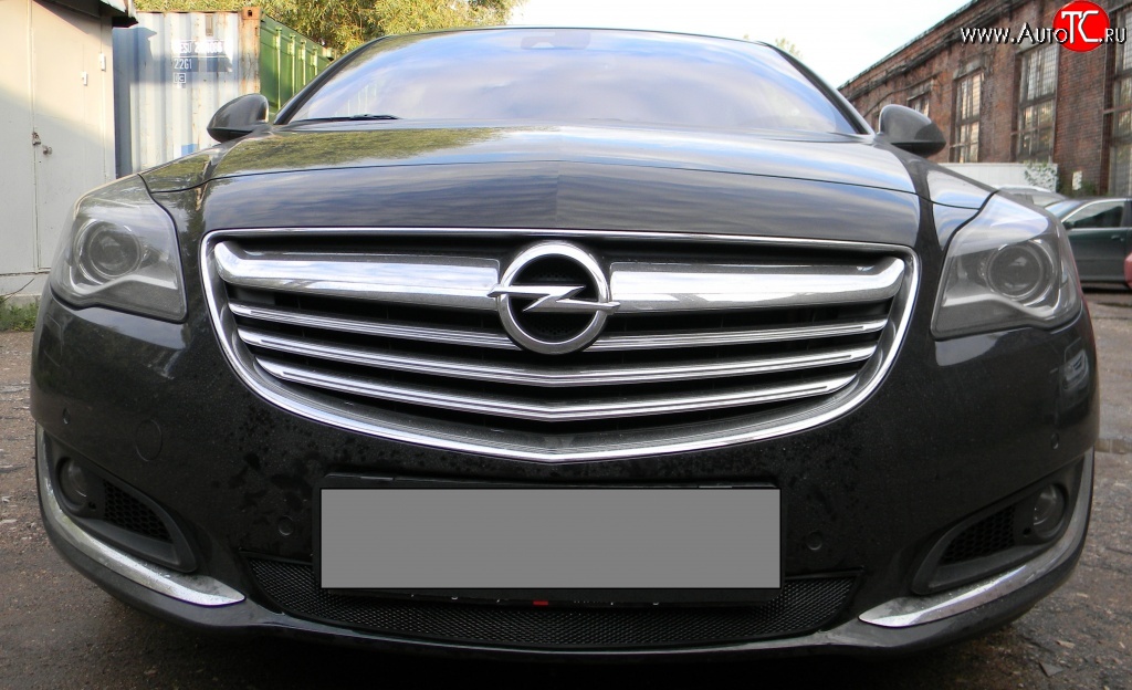 1 469 р. Сетка на бампер (рестайлинг) Russtal (черная)  Opel Insignia  A (2008-2017)