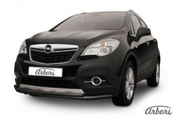 7 559 р. Защита переднего бампера Arbori (черная, 2 трубы d57 и 42 mm)  Opel Mokka (2012-2016). Увеличить фотографию 1