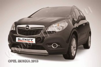 6 199 р. Защита переднего бампер Slitkoff  Opel Mokka (2012-2016) (Цвет: серебристый). Увеличить фотографию 1