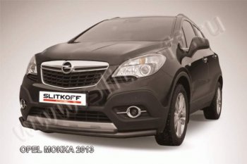 10 199 р. Защита переднего бампер Slitkoff  Opel Mokka (2012-2016) (Цвет: серебристый). Увеличить фотографию 1