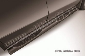9 749 р. Защита порогов Slitkoff  Opel Mokka (2012-2016) (Цвет: серебристый). Увеличить фотографию 1