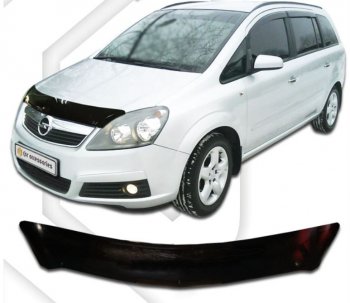 1 989 р. Дефлектор капота CA-Plastic  Opel Zafira  В (2005-2008) (Classic черный, Без надписи). Увеличить фотографию 1
