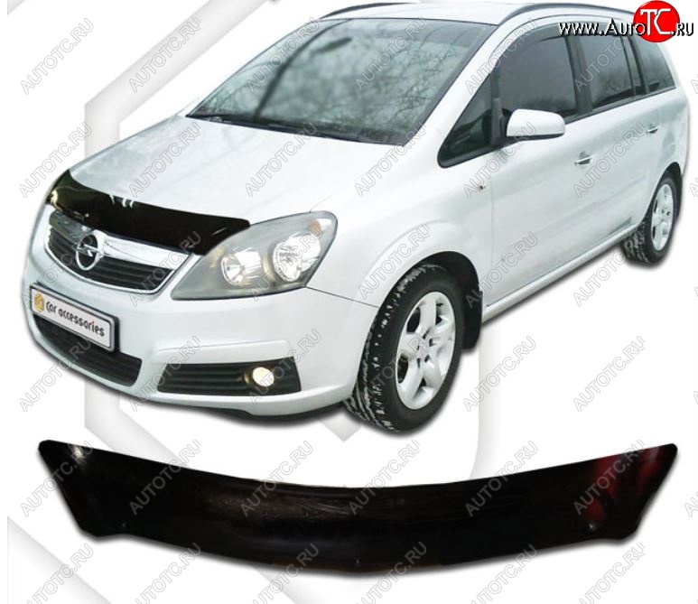 1 989 р. Дефлектор капота CA-Plastic  Opel Zafira  В (2005-2008) (Classic черный, Без надписи)