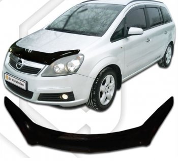 2 349 р. Дефлектор капота CA-Plastiс exclusive  Opel Zafira  В (2005-2008) (Classic черный, Без надписи). Увеличить фотографию 1