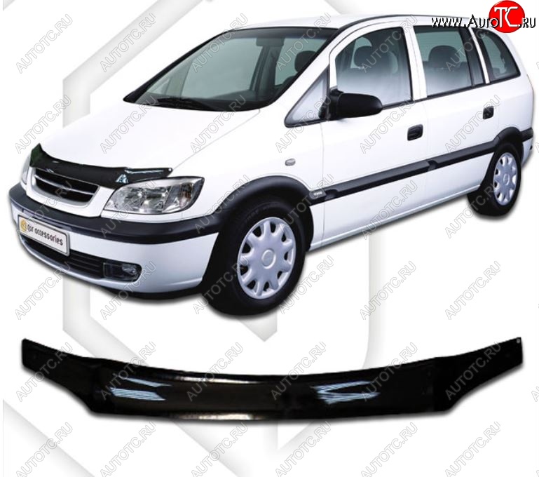 1 839 р. Дефлектор капота CA-Plastic  Opel Zafira  A (1999-2006) (Classic черный, Без надписи)