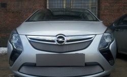 1 299 р. Нижняя сетка на бампер Russtal (хром)  Opel Zafira  С (2011-2016). Увеличить фотографию 2